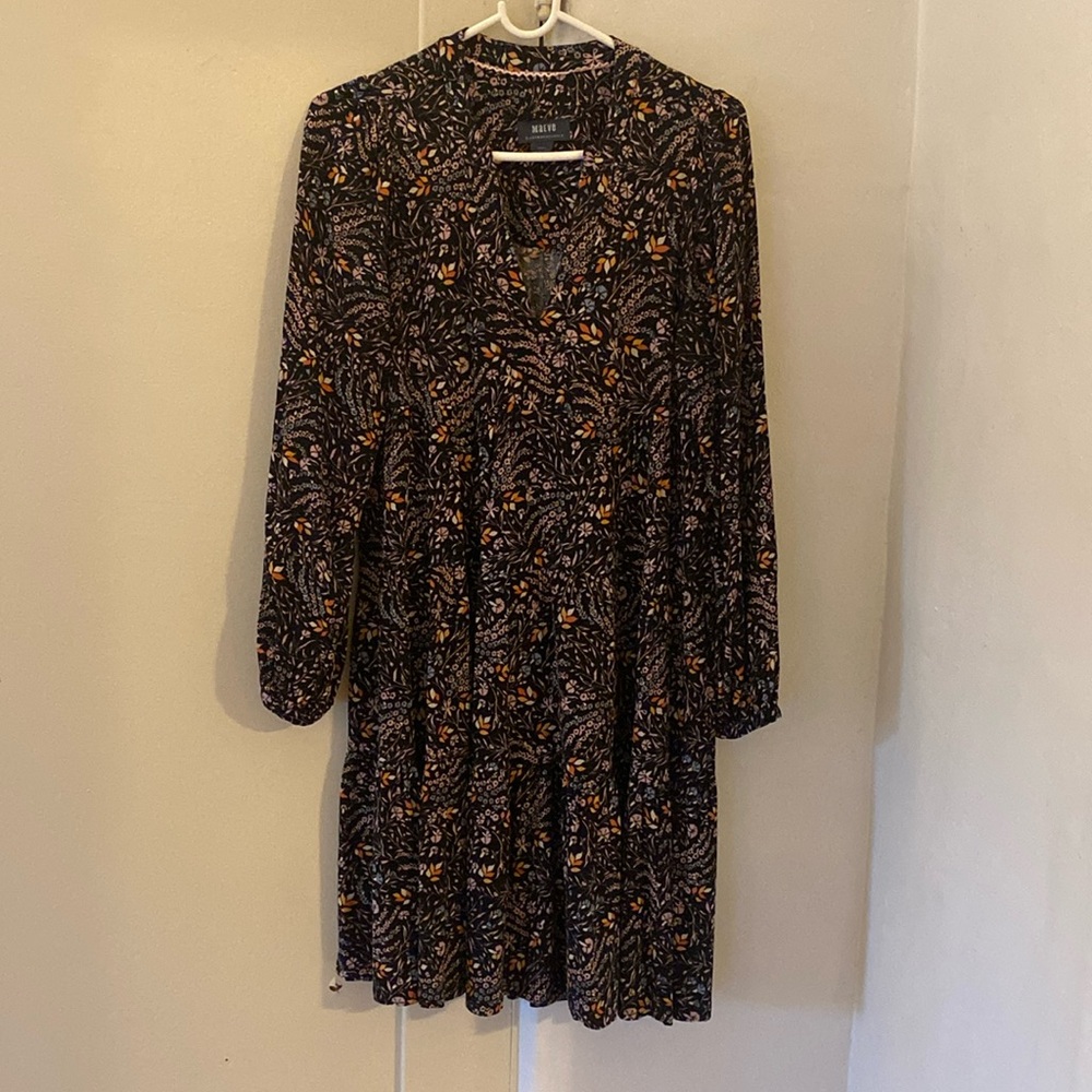 Maeve Anthropologie Black multi color Floral Women's Dress